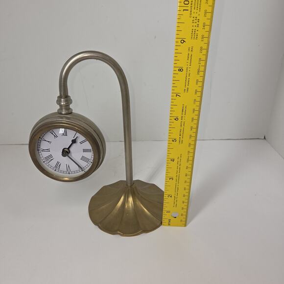 Vintage Antique Brass Desk Clock Table Detective Clocks Brass Deco MCM Gold - Picture 3 of 8